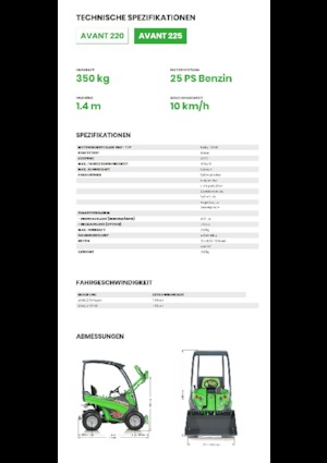 Gumikerekes homlokrakodók Avant Tecno Avant 225