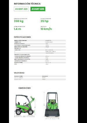 Gumikerekes homlokrakodók Avant Tecno Avant 225