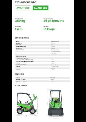 Gumikerekes homlokrakodók Avant Tecno Avant 225