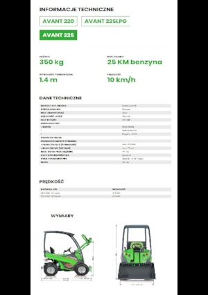 Gumikerekes homlokrakodók Avant Tecno Avant 225