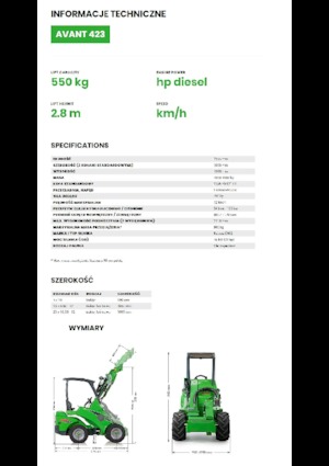 Gumikerekes homlokrakodók Avant Tecno Avant 423
