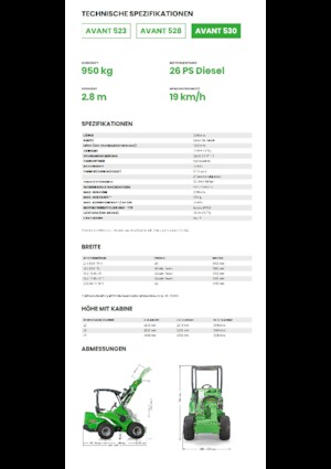 Gumikerekes homlokrakodók Avant Tecno Avant 530