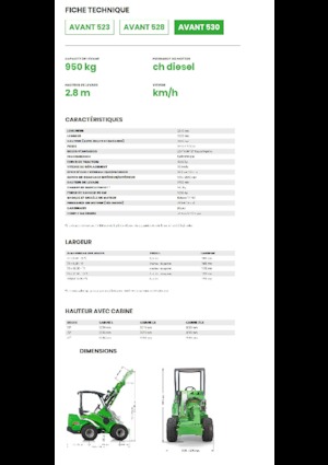 Gumikerekes homlokrakodók Avant Tecno Avant 530