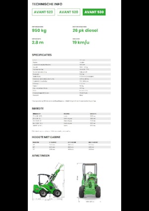 Gumikerekes homlokrakodók Avant Tecno Avant 530