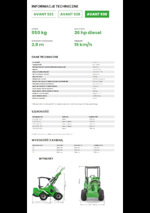 Gumikerekes homlokrakodók Avant Tecno Avant 530