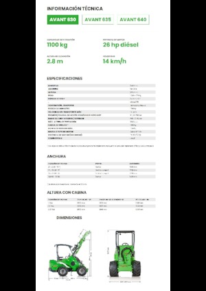 Gumikerekes homlokrakodók Avant Tecno Avant 630