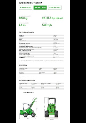 Gumikerekes homlokrakodók Avant Tecno Avant 635