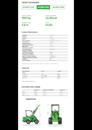 Gumikerekes homlokrakodók Avant Tecno Avant 635