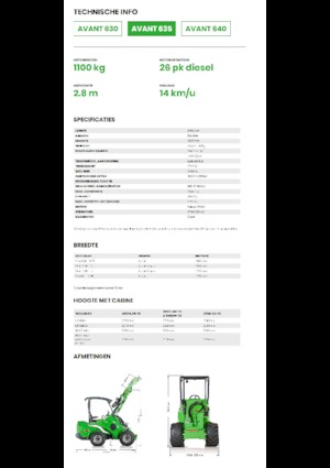 Gumikerekes homlokrakodók Avant Tecno Avant 635