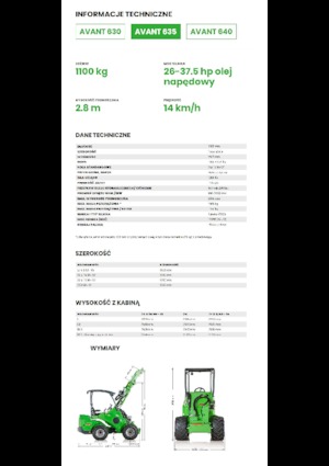 Gumikerekes homlokrakodók Avant Tecno Avant 635