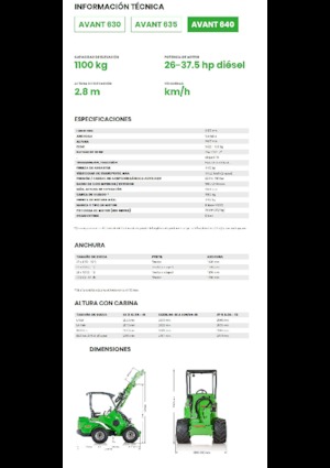 Gumikerekes homlokrakodók Avant Tecno Avant 640