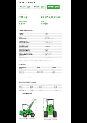 Gumikerekes homlokrakodók Avant Tecno Avant 640