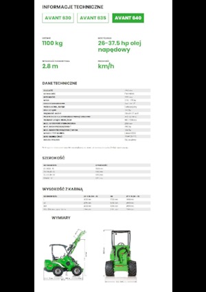 Gumikerekes homlokrakodók Avant Tecno Avant 640