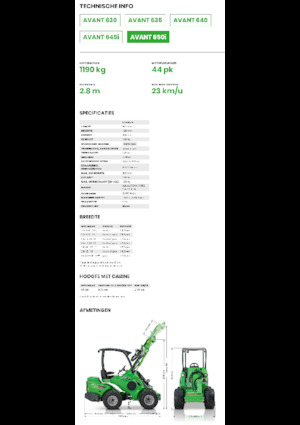 Gumikerekes homlokrakodók Avant Tecno Avant 650