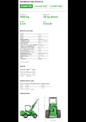 Gumikerekes homlokrakodók Avant Tecno Avant 735