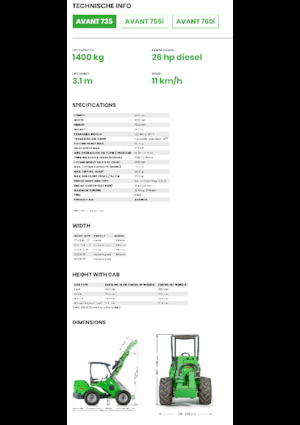 Gumikerekes homlokrakodók Avant Tecno Avant 735