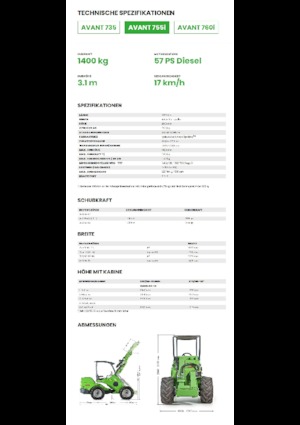 Gumikerekes homlokrakodók Avant Tecno Avant 755i