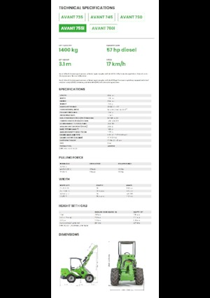 Gumikerekes homlokrakodók Avant Tecno Avant 755i