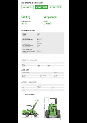 Gumikerekes homlokrakodók Avant Tecno Avant 755i