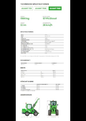 Gumikerekes homlokrakodók Avant Tecno Avant 760i