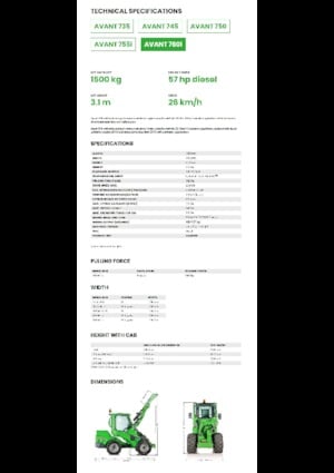 Gumikerekes homlokrakodók Avant Tecno Avant 760i