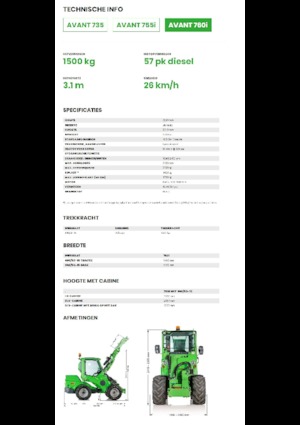 Gumikerekes homlokrakodók Avant Tecno Avant 760i