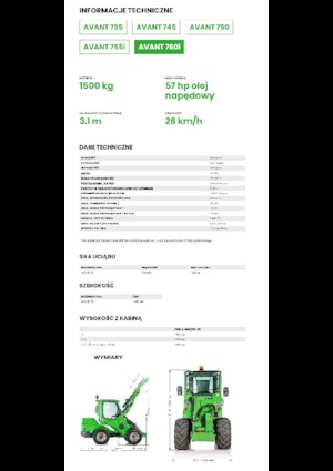 Gumikerekes homlokrakodók Avant Tecno Avant 760i