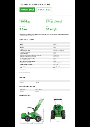 Gumikerekes homlokrakodók Avant Tecno Avant 860i