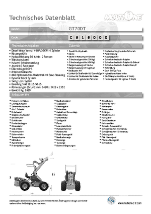 Gumikerekes homlokrakodók Multione GT 70