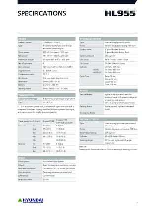Gumikerekes homlokrakodók Hyundai HL955