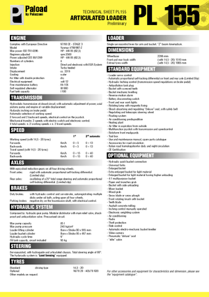 Gumikerekes homlokrakodók Palazzani PL 155 XL