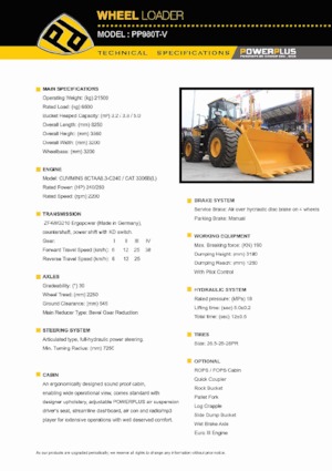 Gumikerekes homlokrakodók PowerPlus PP980T-V