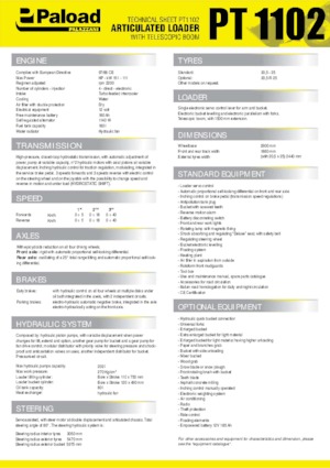 Gumikerekes homlokrakodók Palazzani PT 1102