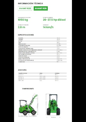 Gumikerekes homlokrakodók Avant Tecno R 35
