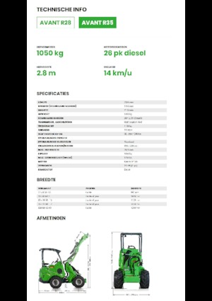 Gumikerekes homlokrakodók Avant Tecno R 35