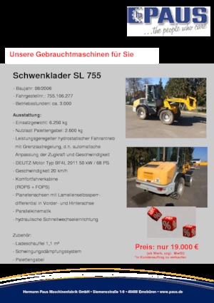 Gumikerekes homlokrakodók Paus SL 755