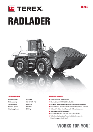 Gumikerekes homlokrakodók Terex TL 260