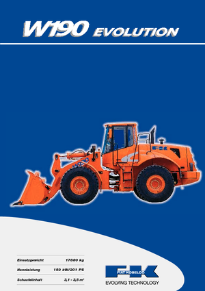 Gumikerekes homlokrakodók Fiat Kobelco W 190 Evolution