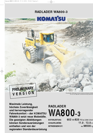 Gumikerekes homlokrakodók Komatsu WA800-3