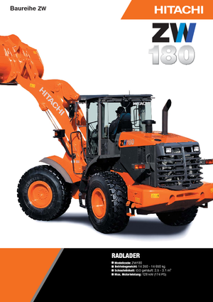 Gumikerekes homlokrakodók Hitachi ZW 180