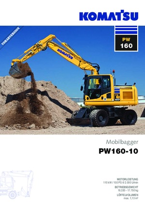 Gumikerekes kotrók Komatsu PW160-10