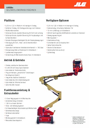 Gumikerekes töretőgémes munkaállványok JLG E400AN