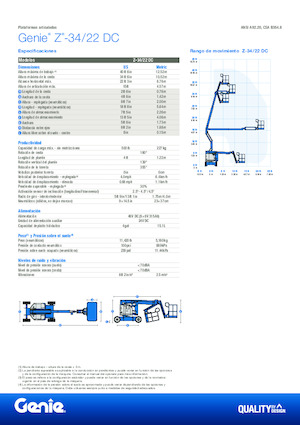 Gumikerekes töretőgémes munkaállványok Genie Z-34/22 DC