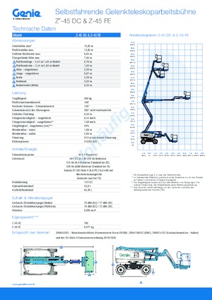 Gumikerekes töretőgémes munkaállványok Genie Z-45 DC