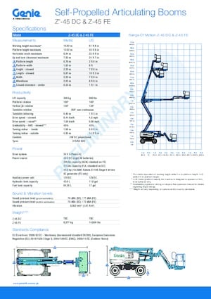 Gumikerekes töretőgémes munkaállványok Genie Z-45 DC