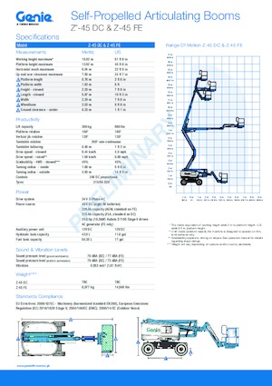 Gumikerekes töretőgémes munkaállványok Genie Z-45 DC