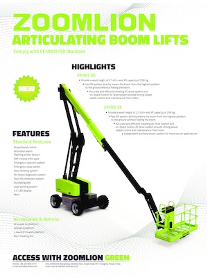 Gumikerekes töretőgémes munkaállványok Zoomlion ZA20JE GB