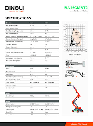 Gumikerekes töretőgémes munkaállványok Dingli BA16CMRT2
