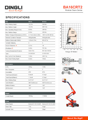 Gumikerekes töretőgémes munkaállványok Dingli BA16CRT2