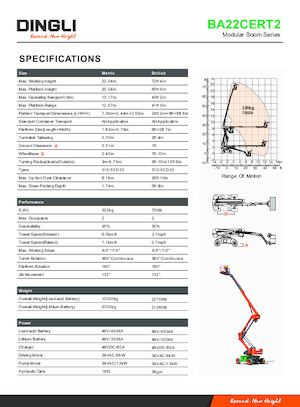 Gumikerekes töretőgémes munkaállványok Dingli BA22CERT2